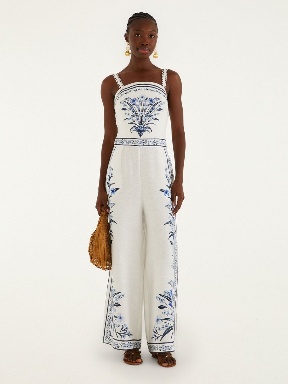 NWT FARM RIO Off-White Flowers Arch Maxi Jumpsuit